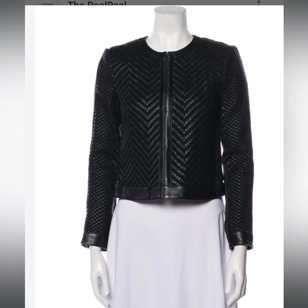 Cynthia Rowley MED Faux Leather front blazer NWT